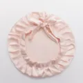 Rosa Seiden Schlafhaube mit Schleife, atmungsaktive Satin Haube fuer Haarpflege und Zuhause. - Verstellbare Träger / Champagnerrosa