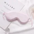 Pink silk sleep mask with adjustable ear loops, soft smooth eye mask for travel and nap time rest. - No.4 Pink