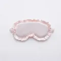 Pink ruffled satin sleep mask with elastic band, breathable soft shading eye mask for travel. - Flesh Pink