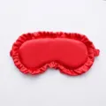 Maschera per dormire in seta rossa con bordo volant, comodo elastico per viaggi e sonno rilassante. - Rosso