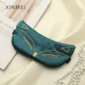 Dark Green Silk Sleep Mask Cute Fox Embroidery Adjustable Strap Soft Satin Eye Mask for Sleeping - Dark Green