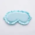 Maschera da notte in seta azzurra con volant, morbida maschera per occhi con fascia. - verde fresco