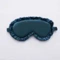 Comoda mascherina per dormire blu scuro in finta seta con volant ed elastico morbido. - Verde Scuro