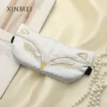 Masque de sommeil en soie avec jolie broderie de renard et sangle réglable pour la nuit - Argent