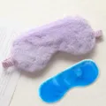 Mascherina per dormire in peluche viola con fascia elastica e cuscinetto in gel per riposo. - Viola Stile Caldo/Ghiaccio Senza Pacchetto