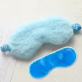 Morbida maschera per dormire in peluche con cuscinetto in gel e fascia elastica - Celeste Stile Caldo/Ghiaccio Senza Pacchetto