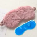Maschera per dormire in peluche rosa con ghiacciolo in gel blu, maschera copriocchi morbida. - Rosa Loto Stile Caldo/Ghiaccio Senza Pacchetto