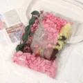 Getrocknete Blumen Material Set DIY bunter Blumenstrauß handgemachte Deko Zubehörteile. - Fester Rosavioletter Stil / Eine Tasche