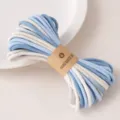 Blue and white cotton braided cord, handmade DIY clothing accessory and decorative ribbon rope. - Blue and White