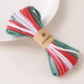 Cordón de algodón multicolor, perfecto para manualidades DIY y accesorios de ropa. - Aprox. 4mm de Diámetro, Aprox. 95m/Rollo / Rojo y Verde