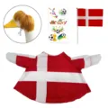 Denmark flag goose costume set with wig sticker and mini flag for outdoor garden decoration. - Denmark