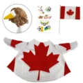 Canadian flag duck costume set with curly wig soccer stickers and mini flag for outdoor decor. - Canada