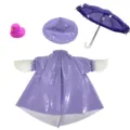 Lila Puppen Regenmantel Set 4 Stuecke wasserdichter Mantel Hut Regenschirm fuer Spielzeug - Lila