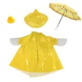 Gelbes Regenmantel-Set fuer 23-Zoll-Puppen, wasserdichte Jacke, Hut, Regenschirm und Ente. - Gelb