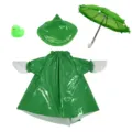 Grünes Puppen Regenmantel Set 4 Stücke mit Hut Regenschirm und Ente Spielzeug wasserdicht - Grün