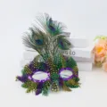 Pfauenfeder Maskenball Maske mit glitzernden Pailletten fuer Karneval Party und Kostuem. - Gefleckte Phönixfeder