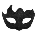 Masque de bal noir pailleté, loup demi-visage pour fête et déguisement de carnaval. - Noir