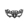 Black glitter lace masquerade mask, half face fox mask for Halloween party and Venetian ball. - Black