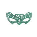 Green glitter half-face masquerade mask, perfect for Halloween parties and festive costumes. - Green