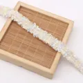 Polyester tweed style lace trim fringe ribbon for DIY garment sewing and crafts accessories. - Teal