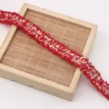 Red and white tweed style lace trim braided rope for DIY clothing accessories pack - Red