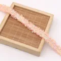 Pink tweed style lace trim decorative braid for DIY handmade clothing accessories and crafts. - Orange Pink