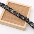 Black and white tweed lace trim fringe ribbon for DIY clothing accessories and sewing crafts. - Black
