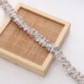 Pink tweed lace trim for DIY crafts, stylish polyester woven ribbon for garment accessories. - Milk Tea Gray