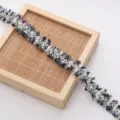 Chanel style tweed fringe ribbon trim, black white blue woven braid DIY sewing clothing material. - 2 Gold Lines Approx 2cm Wide 90 Yards/Pack / Grey Blue