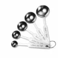 Set de cuilleres a mesurer en acier inoxydable pour la patisserie cuisine argent - Ensemble de 5 cuillères à mesurer argentées