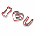 Ensemble d'emporte-pièces en acier inoxydable I Love U bord rouge moule à biscuits 70g - Ensemble de 3 Pièces I Cœur U
