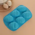 Moule à œufs de Pâques en silicone bleu, plaque à 6 cavités pour gâteaux, chocolats et savons. - Bleu ciel