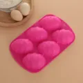 Molde de silicona rosa de 6 cavidades para hacer huevos de Pascua, chocolate y jabón. - Rosa
