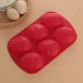 Molde de silicona roja para huevos de Pascua, bandeja de 6 cavidades para pasteles y jabón. - Rojo