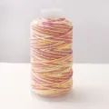 Gradient multicolored DIY hand-knitted cotton cord with metallic gold thread for crafts. - Yellow Pink Gradient