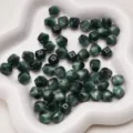Dark green resin gradient cat eye octagonal beads for DIY jewelry making and craft accessories. - Green