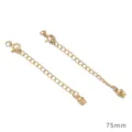 18K gold plated jewelry extender chain 75mm length with spring clasp DIY accessories - Smooth Flower Bud Style / 14K Gold Plated