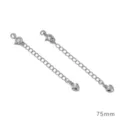 Silver metal extension chain with spring clasp and cute heart charm 75mm for DIY. - Plain Heart Style / Platinum
