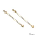 Gold plated jewelry extender chain 75mm with spring clasp and heart charm for DIY jewels. - Plain Heart Style / 14K Gold Plated