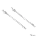 Silver extension chain with spring clasp and teardrop charm for DIY jewelry making 75mm - Single Drop Style / Thick Silver