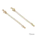 18K gold plated jewelry extension chain with spring clasp and teardrop charm diy 75mm - Single Drop Style / 14K Gold Plated