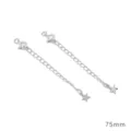 Silver extension chain with spring clasp and star charm for DIY jewelry making 75mm - Large Star Style / Thick Silver