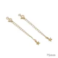 75mm Gold Extension Chain with Spring Clasp and Star Charm for DIY Jewelry Making - Large Star Style / 14K Gold Plated