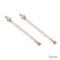 18k gold plated extension chain with spring clasp and star charm diy jewelry parts 75mm - Large Star Style / 18K Gold Plated