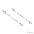 Silver extension chain with spring clasp and heart charm for DIY jewelry making 75mm - Patterned Heart Style / Thick Silver
