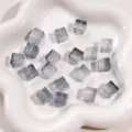 Transparent glass cracked square loose beads for DIY phone chains and jewelry accessories - 5 Pieces/Pack (11mm) / Navy Blue