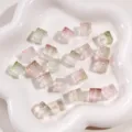 Transparent gradient pink green square glass beads, DIY accessories for phone chains - 5 Pieces/Pack (11mm) / Pink and Green