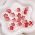 Red transparent square glass beads flower pattern DIY jewelry making phone chain accessories - 5 Pieces/Pack (11mm) / Transparent Red