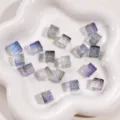 Glass transparent cube loose beads for DIY jewelry making, phone chains, and car hanging decor. - 5 Pieces/Pack (11mm) / Yellow-Purple