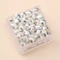 Silver plated metal melon beads for DIY bracelet jewelry making craft accessories. - Vertical Stripe Bead
